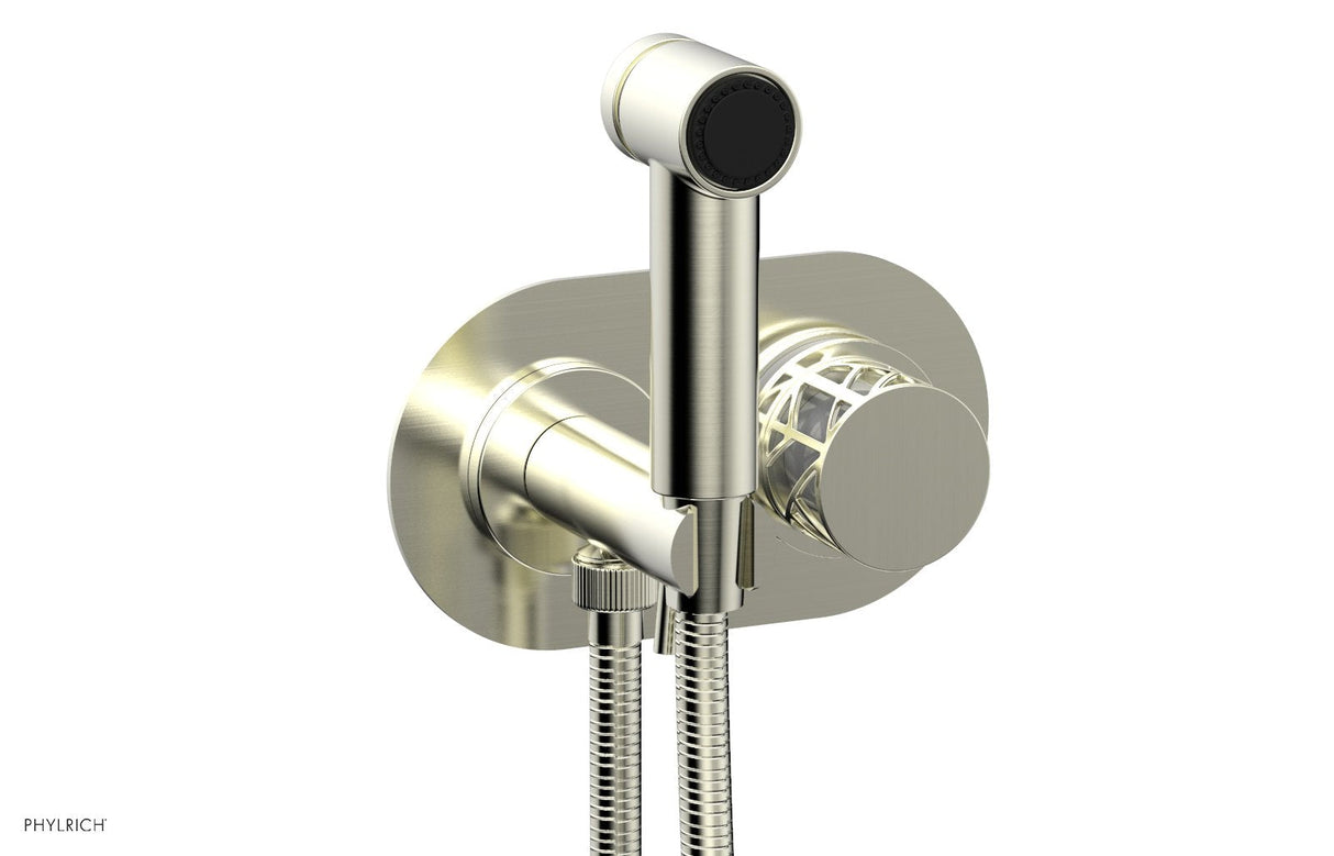 Phylrich 222-64-015X051 JOLIE Wall Mounted Bidet, Round Handle with "White" Accents 222-64 - Satin Nickel