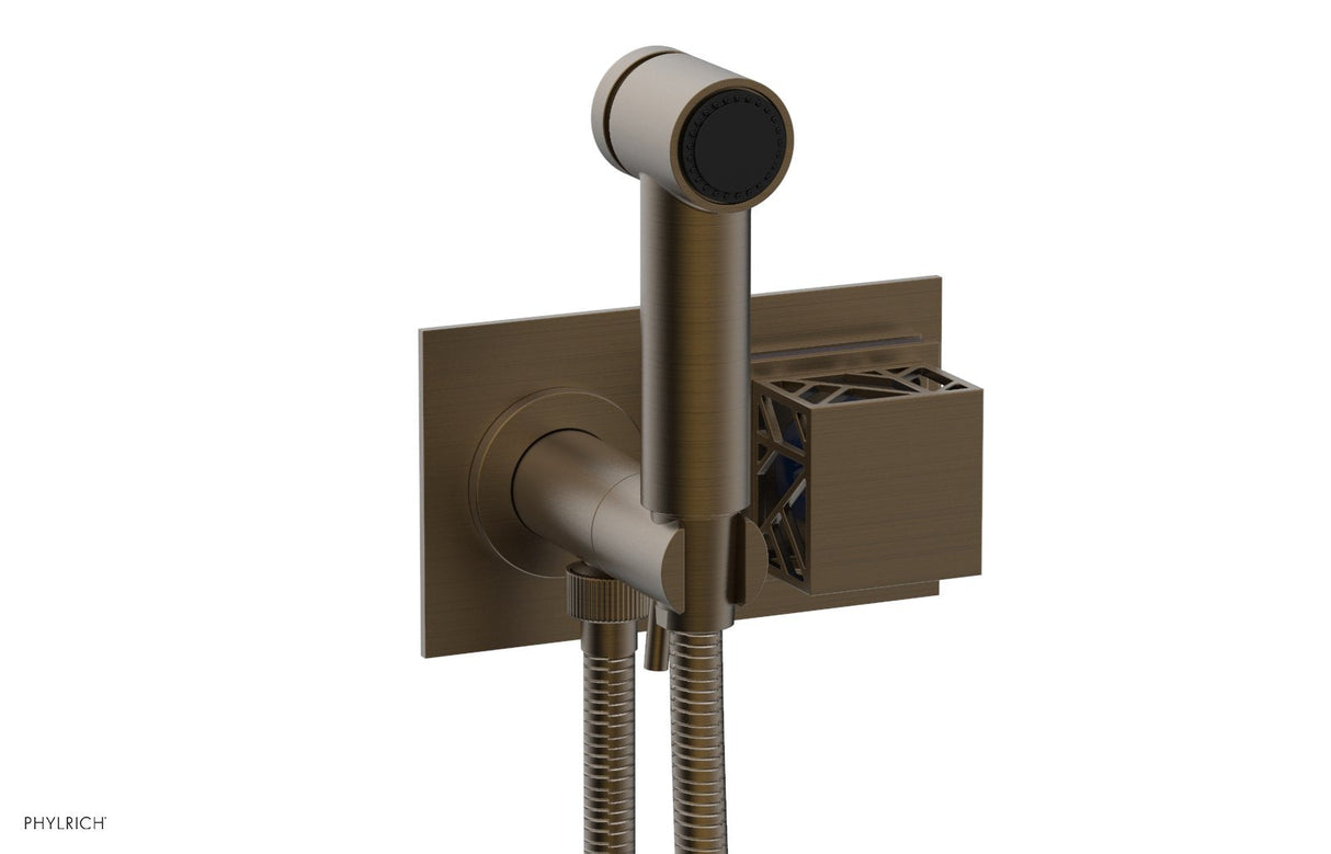 Phylrich 222-65-OEBX044 JOLIE Wall Mounted Bidet, Square Handle with "Navy Blue" Accents 222-65 - Old English Brass