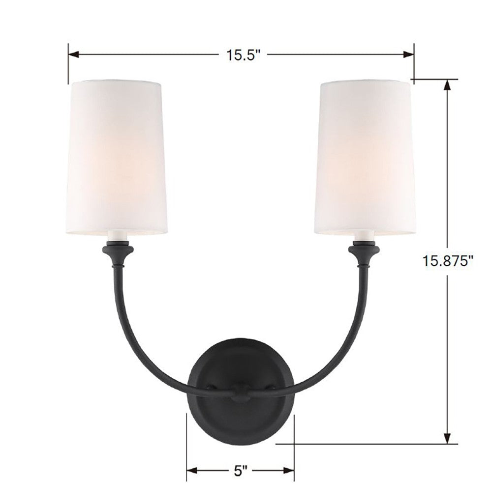 Libby Langdon for Crystorama Sylvan 2 Light Black Forged Sconce 2242-BF