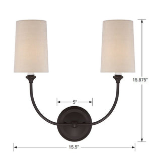 Libby Langdon for Crystorama Sylvan 2 Light Black Forged Sconce 2242-BF