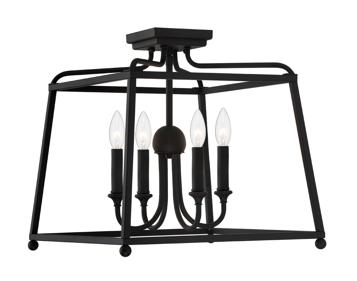Libby Langdon for Crystorama Sylvan 4 Light Black Forged Semi Flush Mount 2243-BF