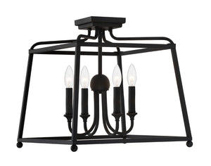 Libby Langdon for Crystorama Sylvan 4 Light Black Forged Semi Flush Mount 2243-BF