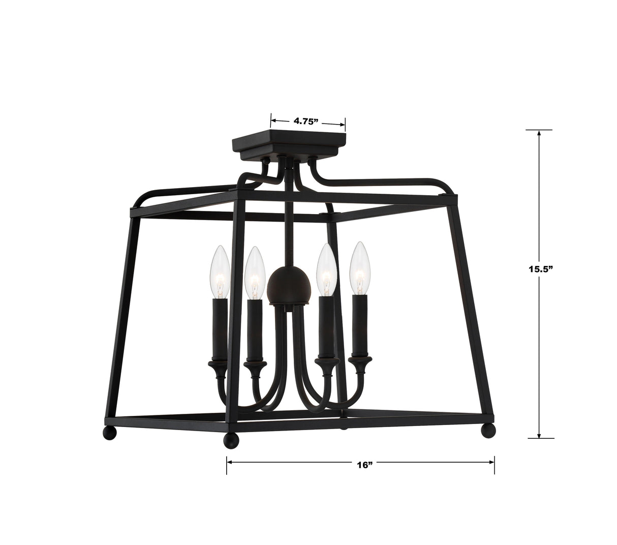 Libby Langdon for Crystorama Sylvan 4 Light Black Forged Semi Flush Mount 2243-BF_NOSHADE