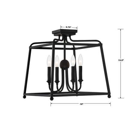 Libby Langdon for Crystorama Sylvan 4 Light Black Forged Semi Flush Mount 2243-BF_NOSHADE