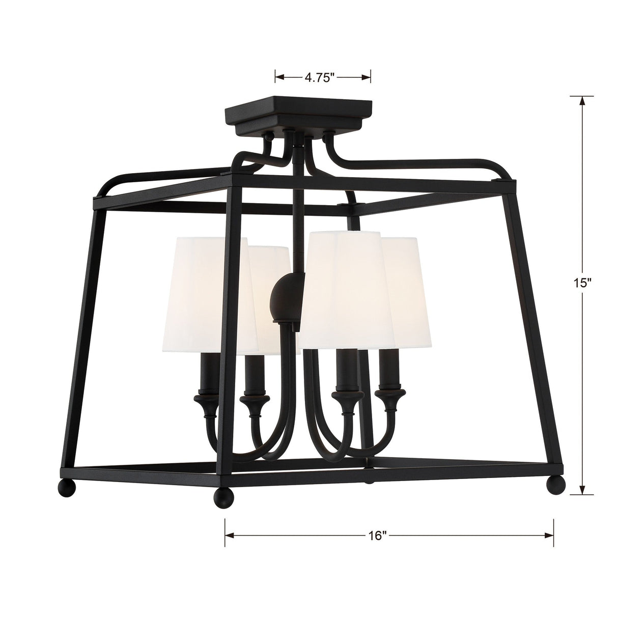 Libby Langdon for Crystorama Sylvan 4 Light Black Forged Semi Flush Mount 2243-BF