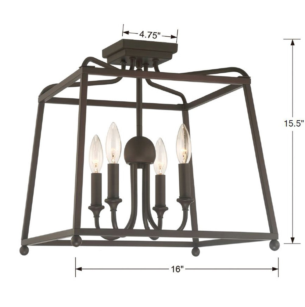 Libby Langdon for Crystorama Sylvan 4 Light Dark Bronze Semi Flush Mount 2243-DB_NOSHADE