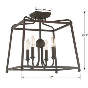 Libby Langdon for Crystorama Sylvan 4 Light Dark Bronze Semi Flush Mount 2243-DB_NOSHADE