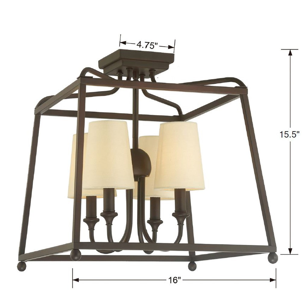 Libby Langdon for Crystorama Sylvan 4 Light Dark Bronze Semi Flush Mount 2243-DB