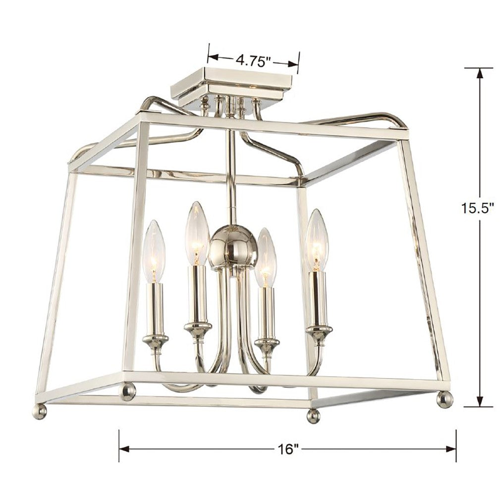 Libby Langdon for Crystorama Sylvan 4 Light Black Forged Semi Flush Mount 2243-BF_NOSHADE