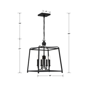 Libby Langdon for Crystorama Sylvan 4 Light Black Forged Mini Chandelier 2245-BF_NOSHADE