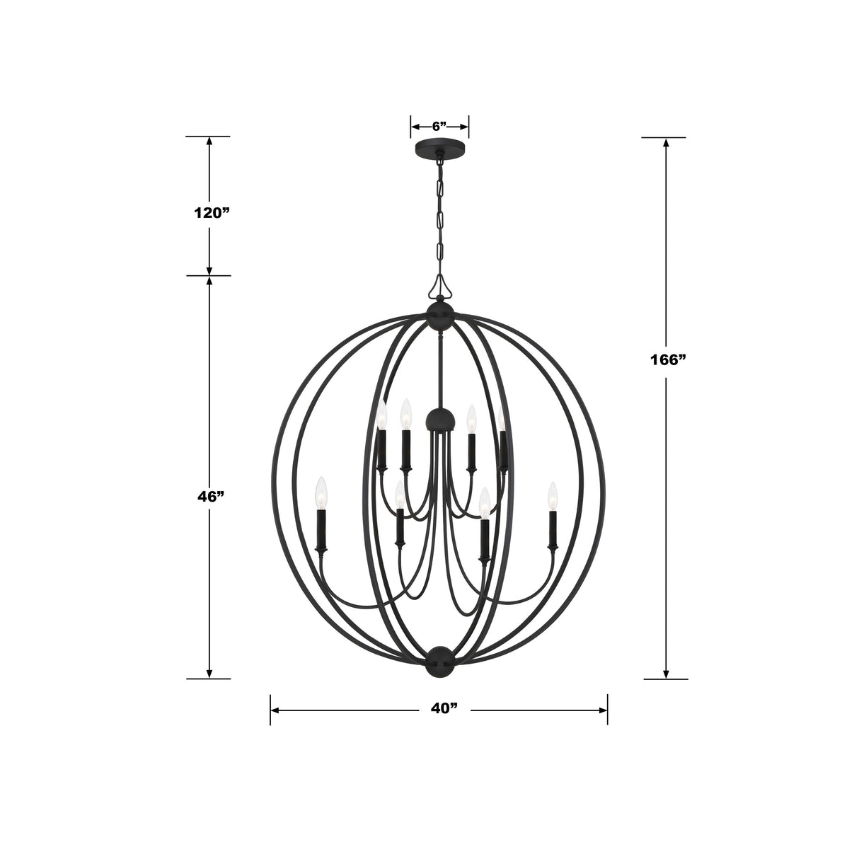 Libby Langdon for Crystorama Sylvan 8 Light Black Forged Chandelier 2246-BF_NOSHADE