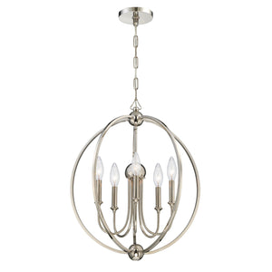 Libby Langdon for Crystorama Sylvan 5 Light Polished Nickel Chandelier 2247-PN_NOSHADE