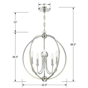Libby Langdon for Crystorama Sylvan 5 Light Polished Nickel Chandelier 2247-PN_NOSHADE