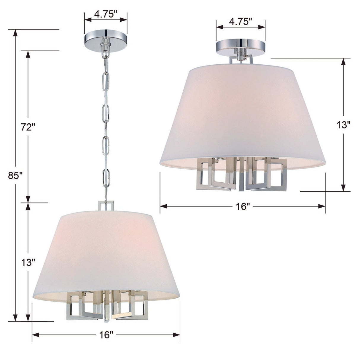 Libby Langdon for Crystorama Westwood 5 Light Polished Nickel Semi Flush Mount 2255-PN_CEILING
