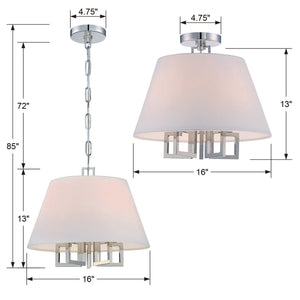 Libby Langdon for Crystorama Westwood 5 Light Polished Nickel Semi Flush Mount 2255-PN_CEILING
