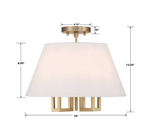 Libby Langdon for Crystorama Westwood 5 Light Polished Nickel Semi Flush Mount 2255-PN_CEILING
