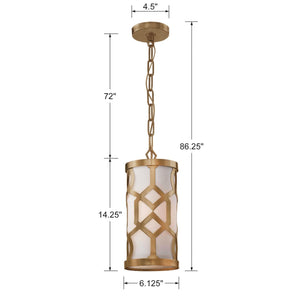 Libby Langdon for Crystorama Jennings 1 Light Aged Brass Mini Pendant 2260-AG