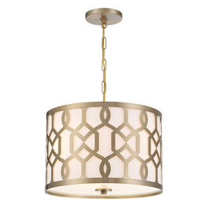 Libby Langdon for Crystorama Jennings 3 Light Aged Brass Chandelier 2265-AG