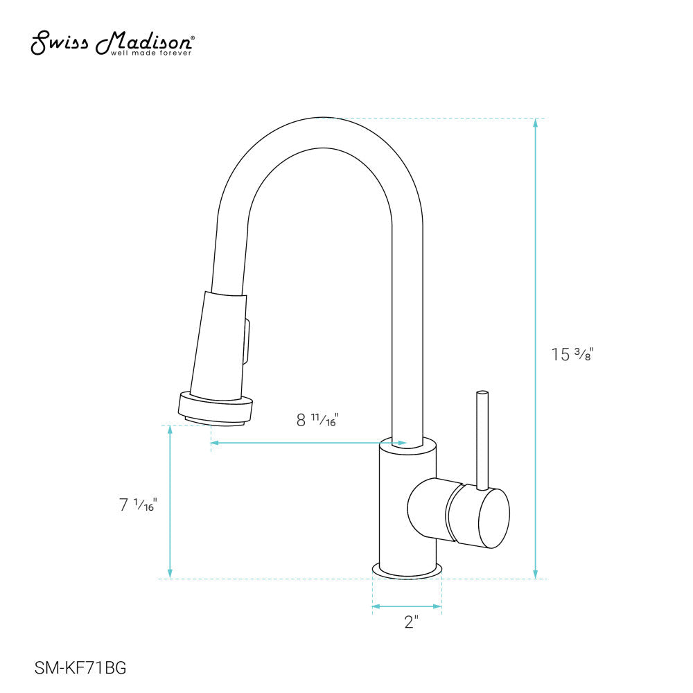 Nouvet Single Handle, Pull-Down Kitchen Faucet in Brushed Gold