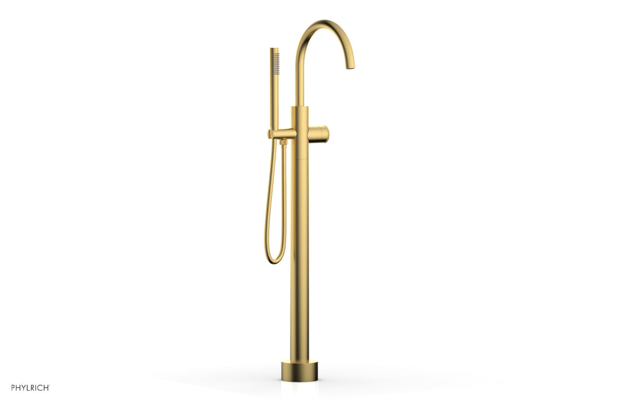 Phylrich 230-44-01-24B BASIC II Tall Floor Mount Tub Filler - Knurled Handle with Hand Shower  230-44-01 - Burnished Gold