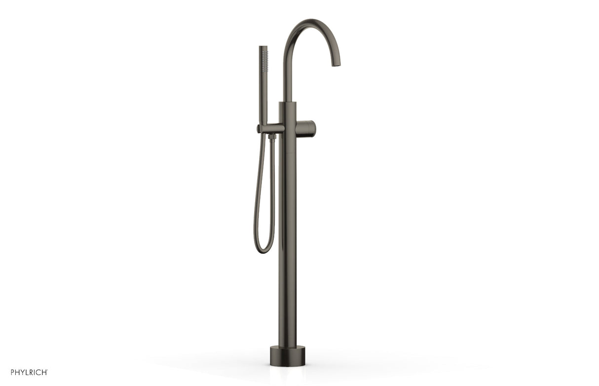 Phylrich 230-44-01-15A BASIC II Tall Floor Mount Tub Filler - Knurled Handle with Hand Shower  230-44-01 - Pewter