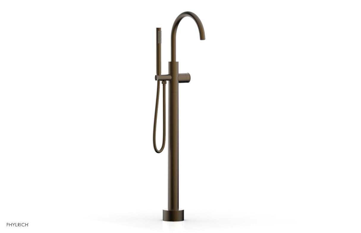 Phylrich 230-44-01-OEB BASIC II Tall Floor Mount Tub Filler - Knurled Handle with Hand Shower  230-44-01 - Old English Brass