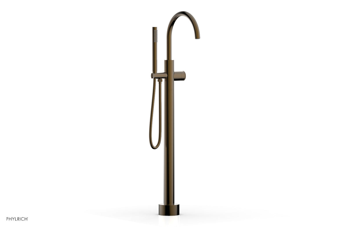 Phylrich 230-44-01-047 BASIC II Tall Floor Mount Tub Filler - Knurled Handle with Hand Shower  230-44-01 - Antique Brass