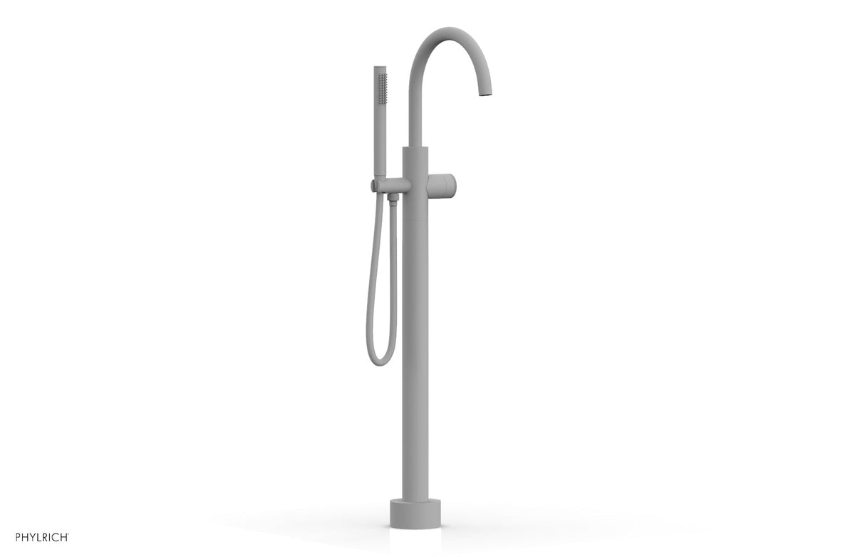 Phylrich 230-44-01-050 BASIC II Tall Floor Mount Tub Filler - Knurled Handle with Hand Shower  230-44-01 - Satin White