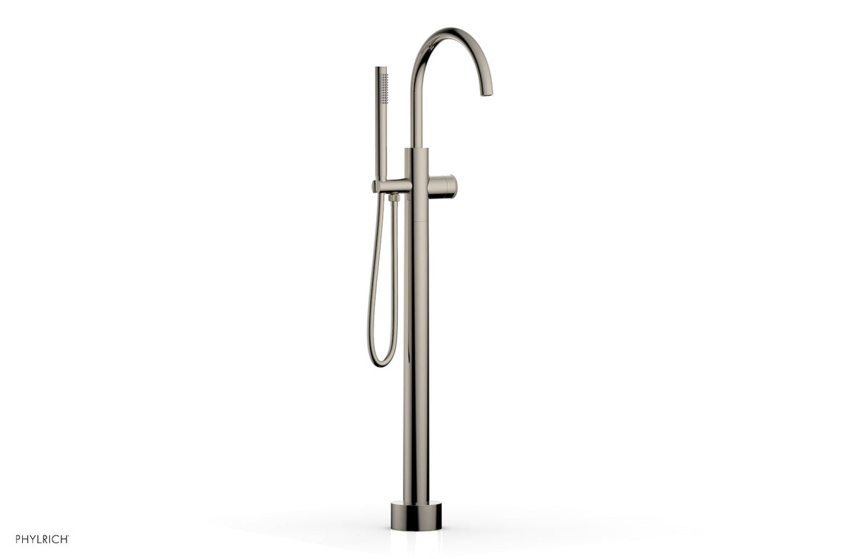 Phylrich 230-44-01-014 BASIC II Tall Floor Mount Tub Filler - Knurled Handle with Hand Shower  230-44-01 - Polished Nickel