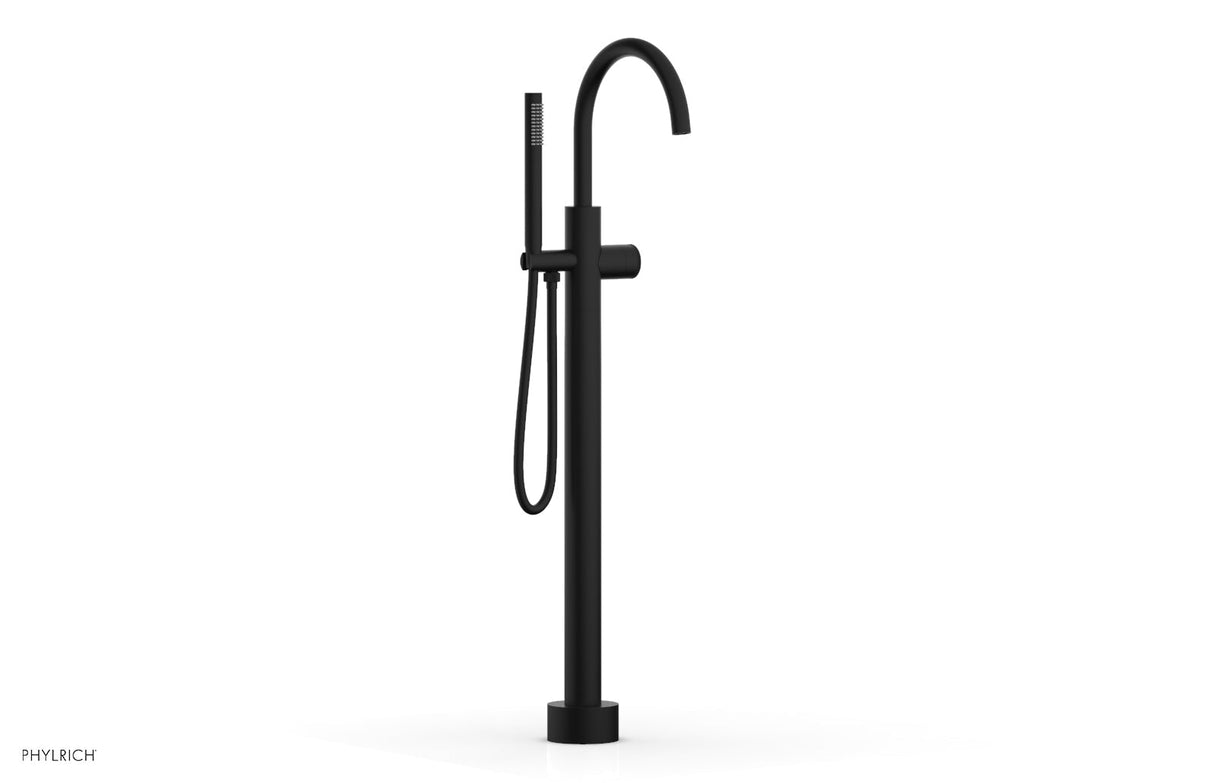 Phylrich 230-44-01-040 BASIC II Tall Floor Mount Tub Filler - Knurled Handle with Hand Shower  230-44-01 - Matte Black