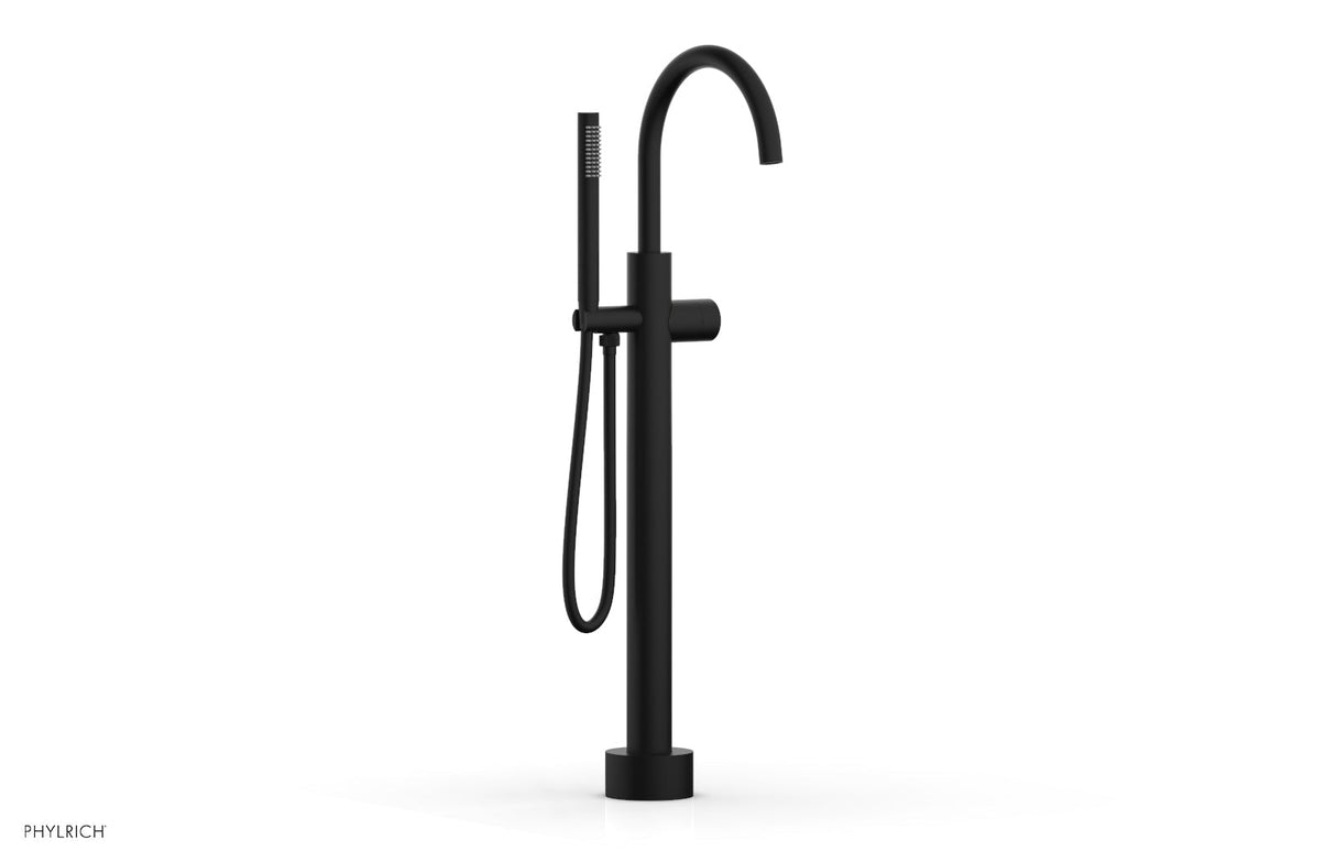 Phylrich 230-46-03-040 BASIC II Low Floor Mount Tub Filler - Smooth Handle with Hand Shower  230-46-03 - Matte Black