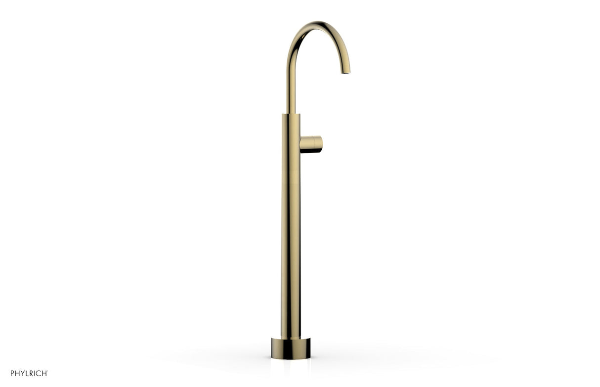 Phylrich 230-46-04-03U BASIC II Low Floor Mount Tub Filler -  Smooth Handle  230-46-04 - Polished Brass Uncoated