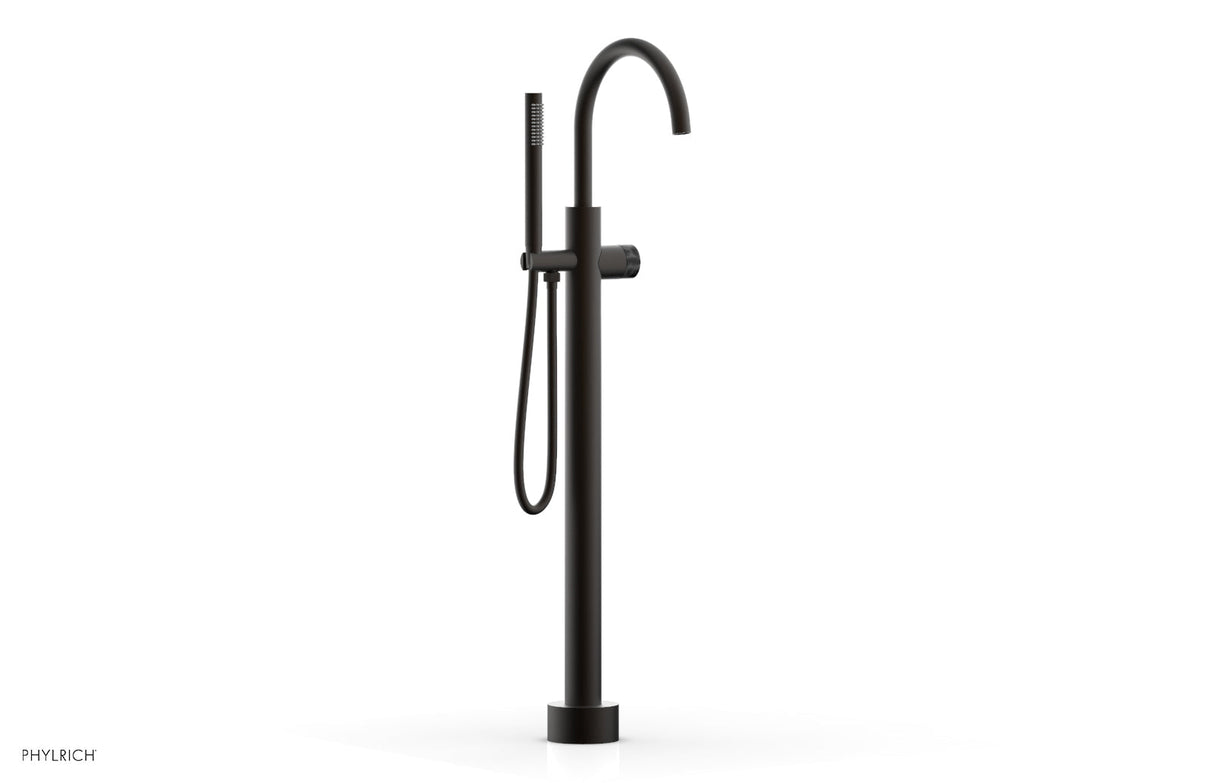 Phylrich 230-47-01-10BX030 BASIC II Tall Floor Mount Tub Filler - Marble Handle with Hand Shower  230-47-01 - Oil Rubbed Bronze