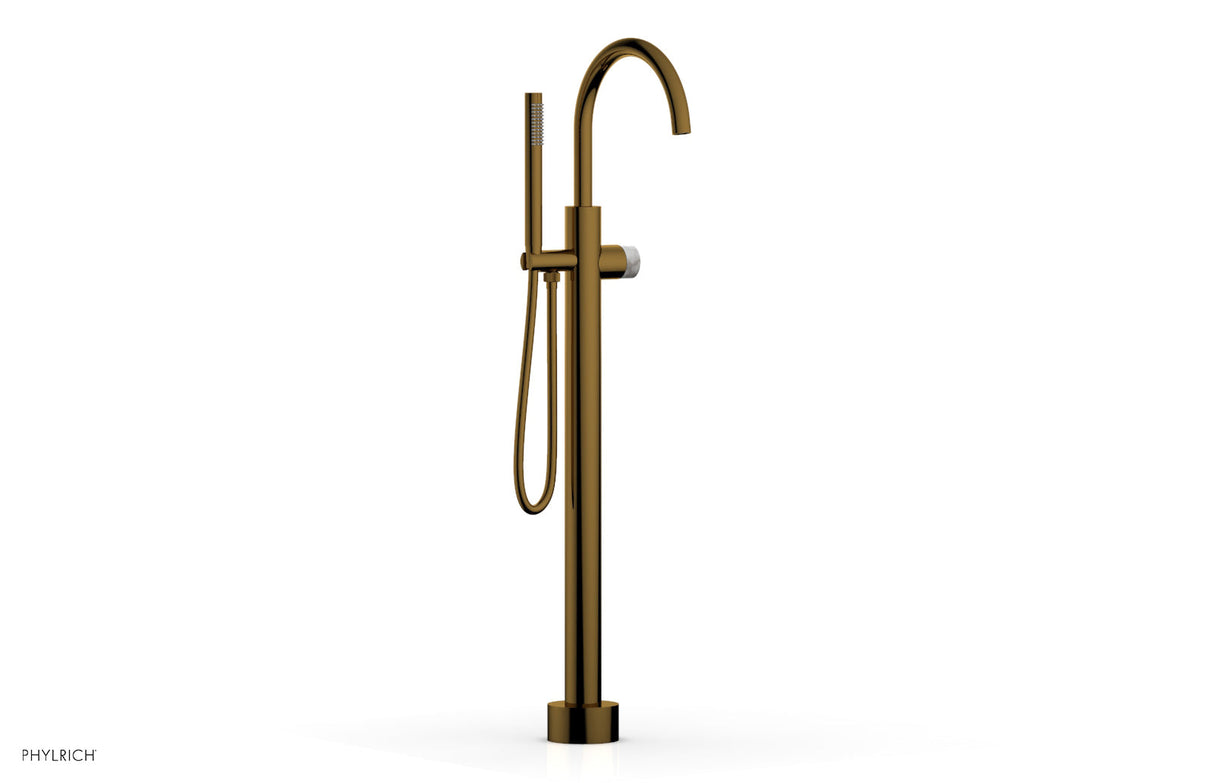 Phylrich 230-47-01-002X031 BASIC II Tall Floor Mount Tub Filler - Marble Handle with Hand Shower  230-47-01 - French Brass