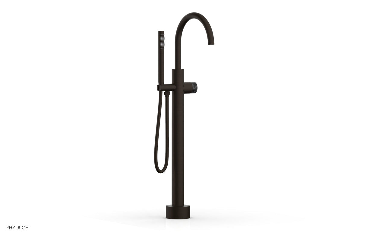 Phylrich 230-47-03-11BX030 BASIC II Low Floor Mount Tub Filler - Marble Handle with Hand Shower  230-47-03 - Antique Bronze