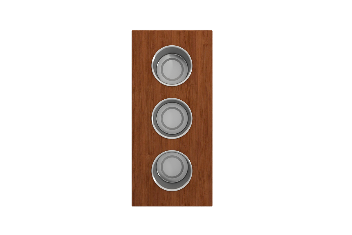 BOCCHI 2320 0011 Wood Board with 3 Round Stainless Steel Bowls F/1344, 1348, 1360, 1362, 1504, 1505, 1506 (short side only), 1627, 1628