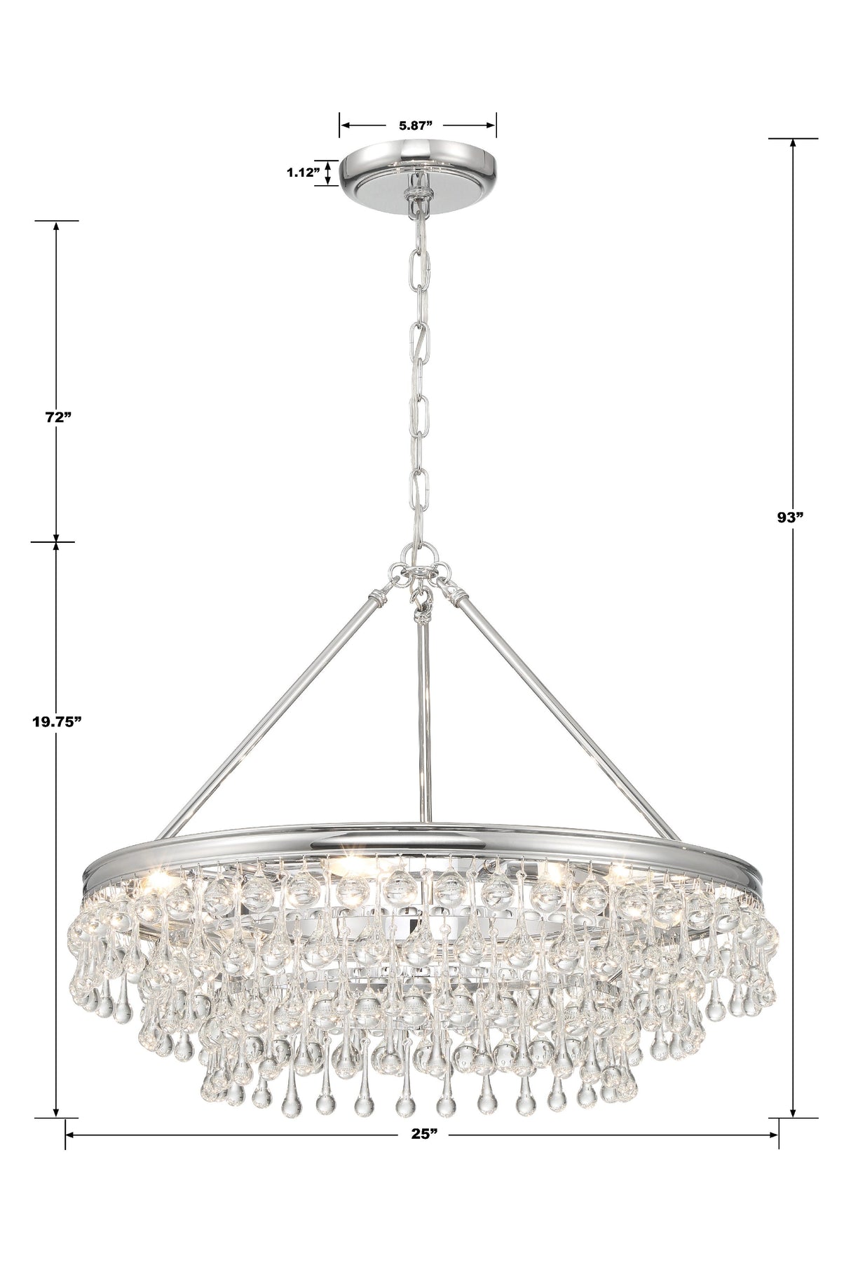 Calypso 6 Light Polished Chrome Chandelier 237-CH