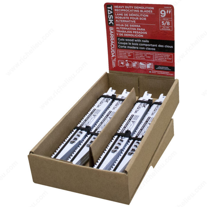 Richelieu T2320540 Reciprocating Blade 40/Box, Task, 6 in, 5/8, For Wood & Nail Demolition