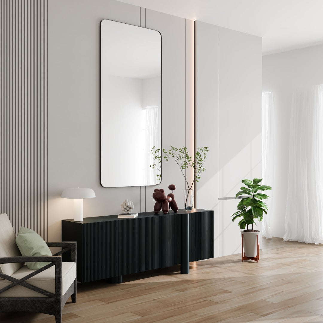 Eviva Harmony 60" x 28" Rectangular Black Metal Framed Mirror