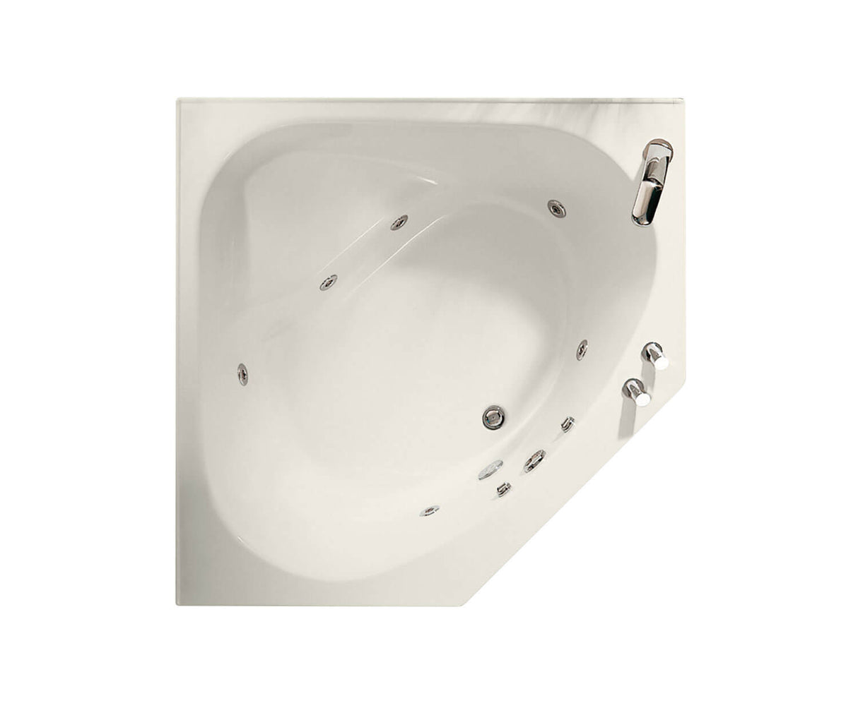 MAAX 100054-003-007-000 Tandem II 6060 Acrylic Corner Center Drain Whirlpool Bathtub in Biscuit