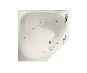 MAAX 100054-097-007 Tandem II 6060 Acrylic Corner Center Drain Combined Whirlpool & Aeroeffect Bathtub in Biscuit