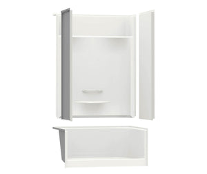 MAAX 145031-000-002-595 KDS 3448 AFR AcrylX Alcove Center Drain Four-Piece Shower in White