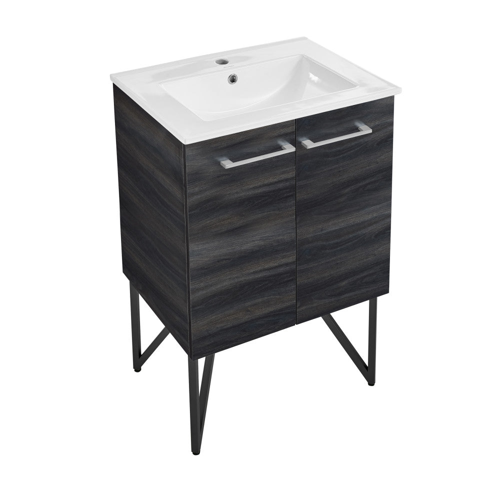 Annecy 24 Single, Black Walnut, Two Doors, Bathroom Vanity