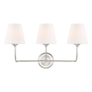 Libby Langdon for Crystorama Sylvan 3 Light Brushed Nickel Bathroom Vanity 2443-OP-BN