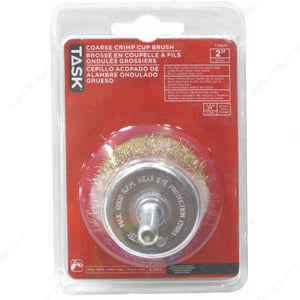 Task T25626 Brass Coated Steel Wire Crimp Cup Brush, Fine, 2 in