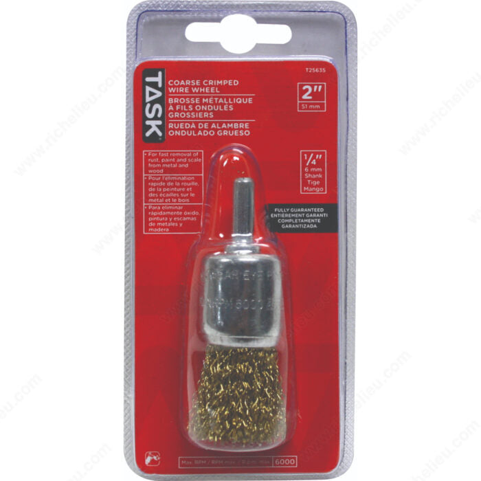 Task T25636 Brass Coated Steel Crimp End Brush, Fine