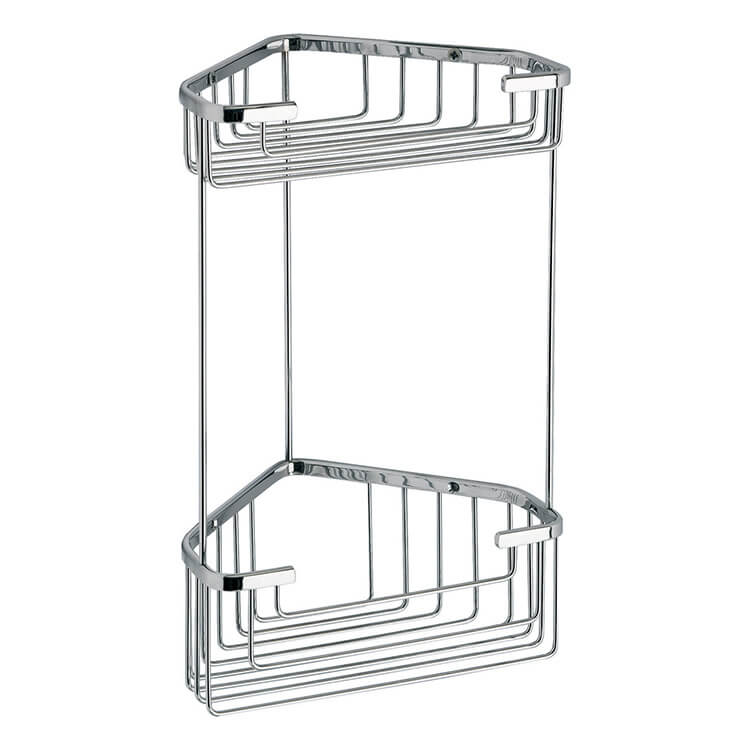 Chrome Wire Corner Double Shower Basket