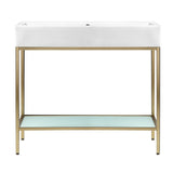 Pierre 40 Single, Freestanding, Open Shelf, Gold Metal Frame Bathroom Vanity