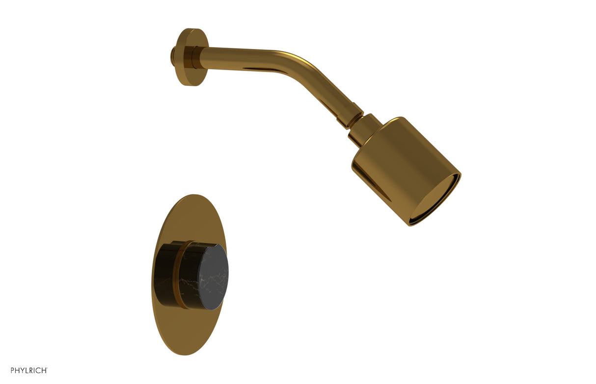 Phylrich 250-23-002X030 CIRC - Pressure Balance Shower Set - Black Marble Handle 250-23 - French Brass