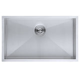 DAX Stainless Steel Handmade Single Bowl Undermount Kitchen Sink, 30", Brushed Stainless Steel DAX-SQ-3018-X